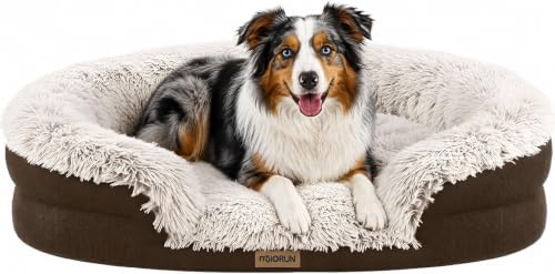 Fluffy Orthopedic Dog Beds Large Sized Dog (Coffee / L-(40", UP to 70lbs))