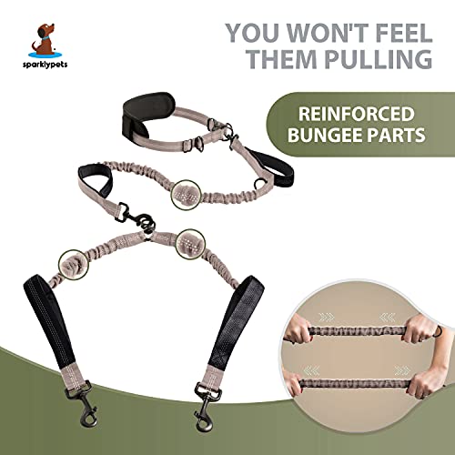 Hands Free Dual Dog Leash (Brown / 2 dogs M/L)