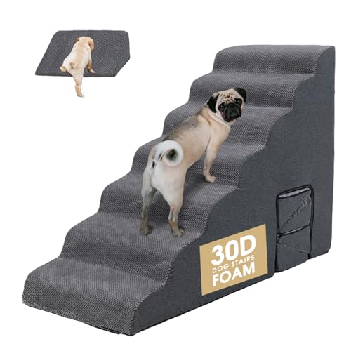 7 Step Dog Stairs for High Beds 30 (Dark Grey 32" H)