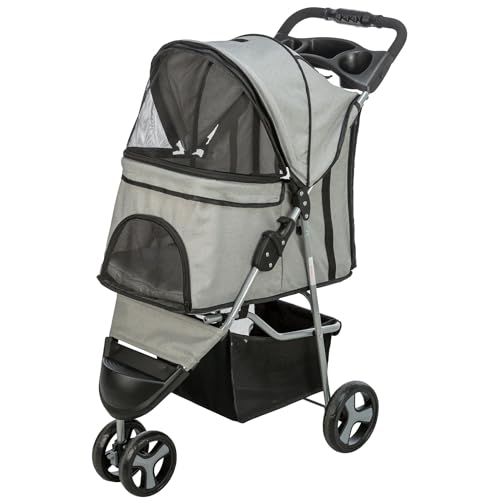 Pet Stroller for Small Dogs & Cats (Gray)