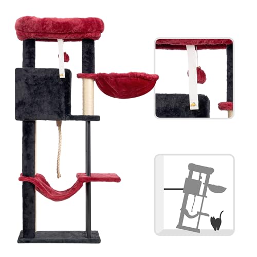 Cat Tree 43.3'' Cat Tower with Hammock for KittensGCT004SBR (43.3 inches / Black and red)
