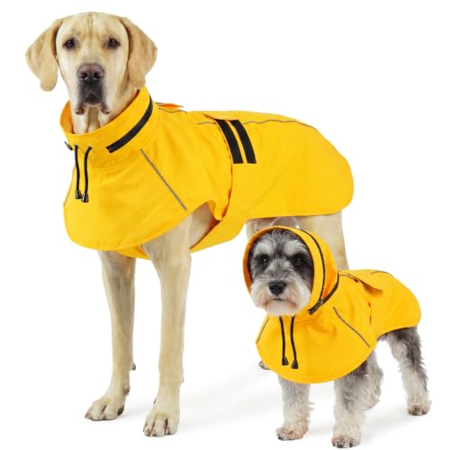 Dog Raincoat Waterproof Dog Rain Jacket with Hood Yellow 3XL (Yellow / XXX-Large)