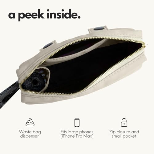 Hands Free Dog Leash with Treat Pouch (Beige / 8.5ft)