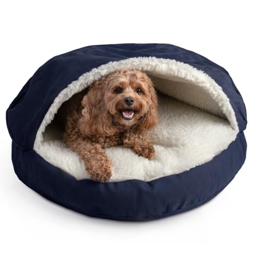 Cozy Cave Dog Bed (25.0"L x 25.0"W x 8.0"Th / Navy)