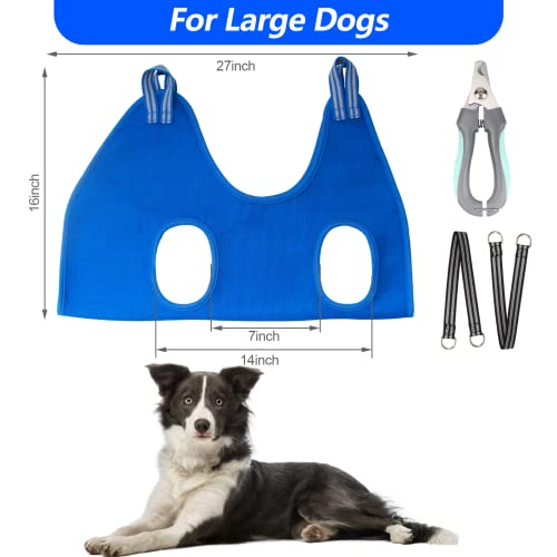 Pet Grooming Hammock (L for Large Dogs 50LB / Blue)