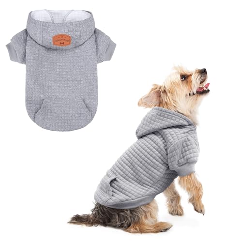 Dog Hoodies Sweater for Small Dogs (Grey / XS (Back: 10",Chest: 14", Neck: 8.7"))