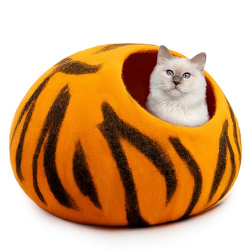 Luxurious Merino Wool Cat Cave (Tiger)