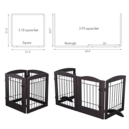 Dog Gate Indoor with Door (Espresso / 【4 Panels with door】80"W x 24"H)