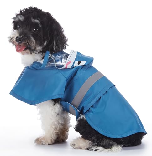 Dog Raincoat Hooded Reflective Waterproof Slicker Poncho (Shark 2 / M(5-7 pound))