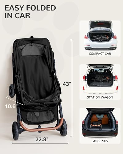 Dog Stroller for Large & Medium Dogs (Classic Black)