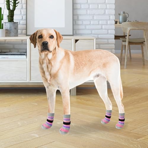 Anti Slip Dog Socks for Hot (Pink & Purple / Small)