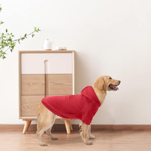 Dog Hoodie for Large Dogs (#2 Red(Plain) / Large (All Breed Sizes))