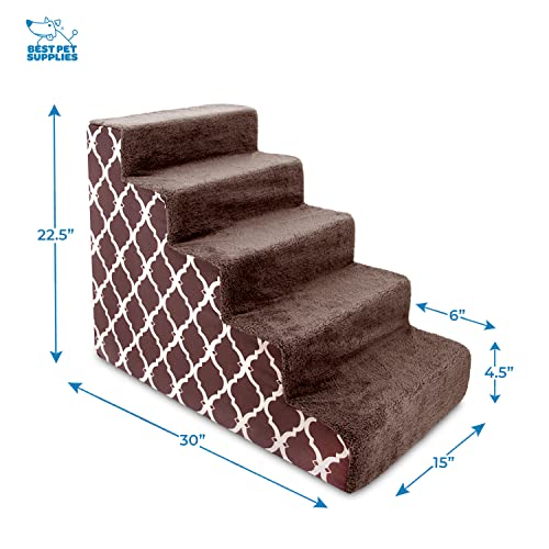Dog Stairs & Steps (Brown Lattice Print / H: 22.5 Inches)