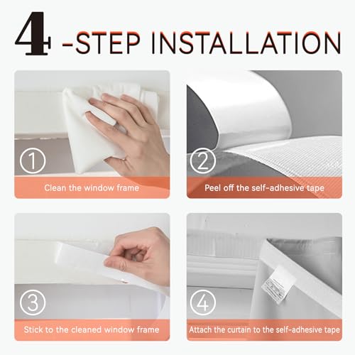 Blackout Curtains Adhesive (Light Grey / 47"W x 79"L (Pack of 1))