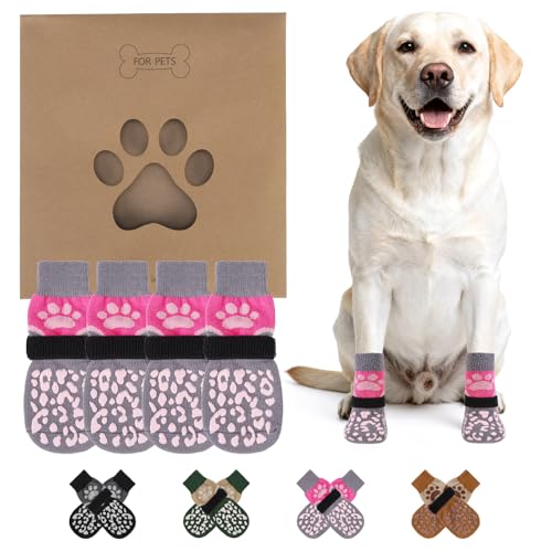 Dog Socks for Hot (Pink+Grey / X-Large (4 Pack))