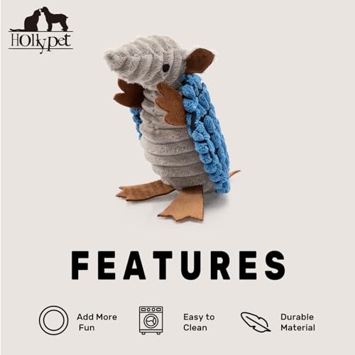 Armadillo Squeaky Puppy Dog Toys for Small Medium Dogs (6 IN / Blue)