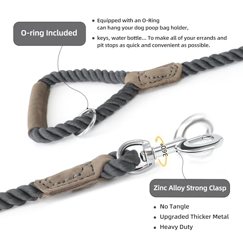 Dog Leash Braided Cotton Rope w (Blue-Gray / 72 Inch-1/2")