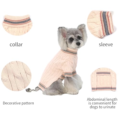 Small Medium Dog Sweater (Striped White / Medium)