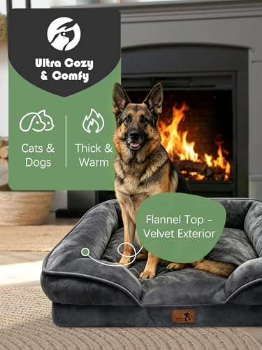 Orthopedic Dog Bed with Sides (42.0"L x 32.0"W x 6.5"Th / Dark Grey)