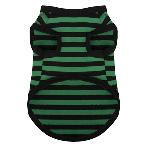 Dog Striped Shirt Happy Color Cotton Sleeveless Puppy Pet Shirts Breathable Apparel Tank Top Colorful Puppy Sweatshirt Clothes for Small Medium Dogs Green 4XL (4XL-(50~77lb) | Chest(~35") / Green)