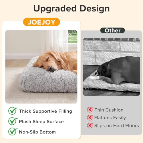 Large Dog Bed Crate Pad (35.0"L x 23.0"W x 3.5"Th / Light Grey)