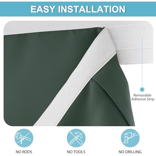 French Door Window Curtain Blackout Blind (Dark Green / 34"W x 69"L (Pack of 1))