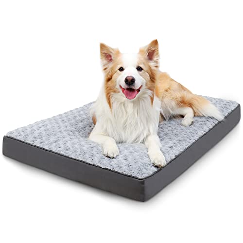 Washable Dog Crate Bed Waterproof for Large Dogs (Light Grey / 41.0"L x 27.0"W x 3.0"Th)