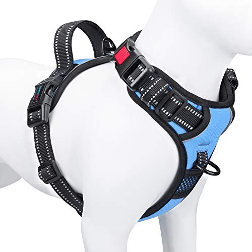 No Pull Dog Harness Reflective Adjustable Vest with Training Handle (Small / Baby Blue)