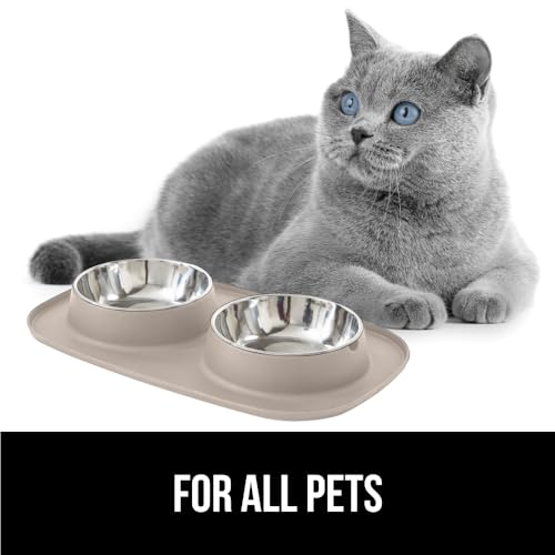 Dog Bowl Set with Feeding Mat (Beige / 4 Cup Bowls)