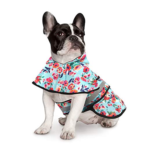 Dog Raincoat with Hood & Leash Hole S (Small / Turquoise)