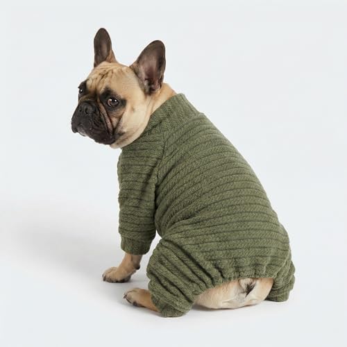 Turtleneck Knitted Dog Sweater Puppy Pajamas Thermal Doggie Winter Clothes Knitwear Pet Coats Cat Apparel Green X (X-Small / Sage Green)