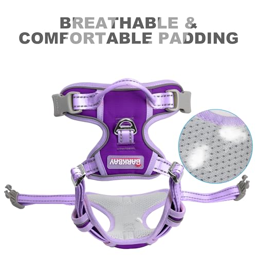 Dog Harness No Pull for Medium Sized Dog Front Back Clips (Medium(Chest:22.5-28") / Violet Purple & Purple)