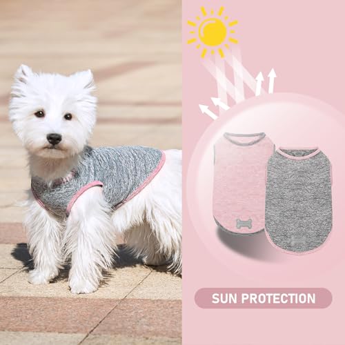 2Pack Dog Shirt for Small Dogs Sun Protection Tank Top for Summer (Large (13-19lbs) / 4# 2Pack (Pink+Grey))