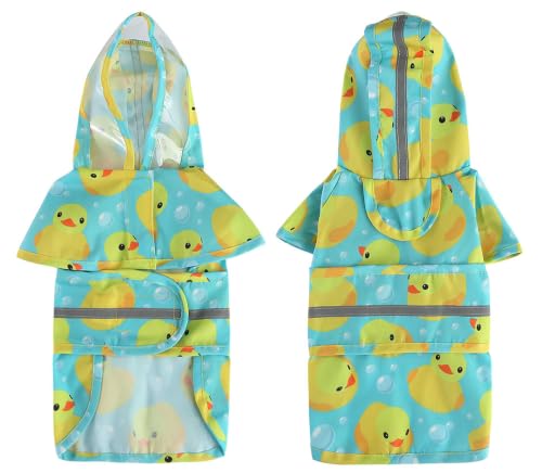 Dog Raincoat Hooded Reflective Waterproof Slicker Poncho (Duck / M(5-7 pound))