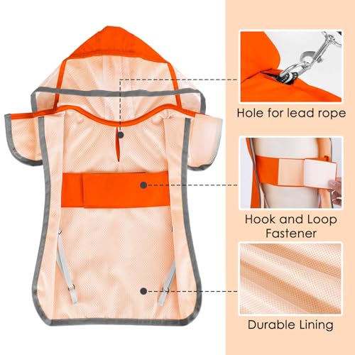 Dog Raincoat Waterproof Dog Rain Jacket with Clear Hooded (Orange / Medium)