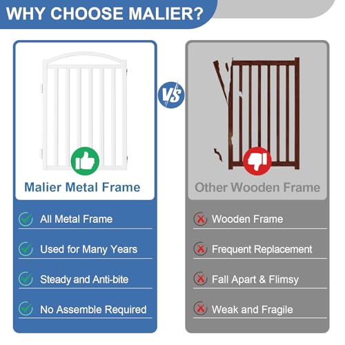Metal Freestanding Dog Gates (Whtie / 40''W × 32''H)