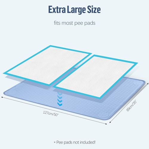 Pee Pad Holder for Dogs 50''x35'' Silicone Puppy Pee Pad Tray (Blue)