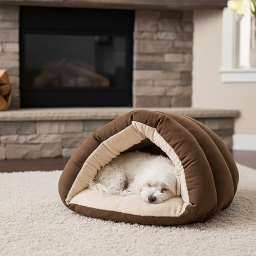 Sleep Zone Cuddle Cave Pet Bed (Brown)