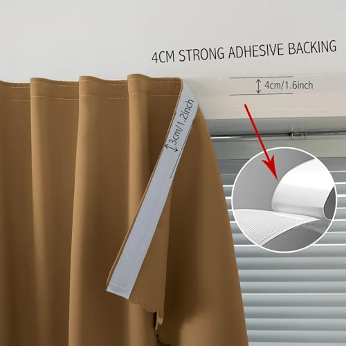 Self Adhesive Curtains (35"W x 59"L (Pack of 1) / Brown)