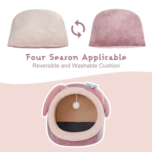Cute Cat Bed for Indoor Cats (Large / Pink purple)