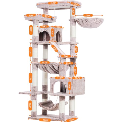 Cat Tree, 71-Inch-Tall Tower for Indoor Cats with 2 Perches HCT034MU (Rosy Brown / 71 inch)