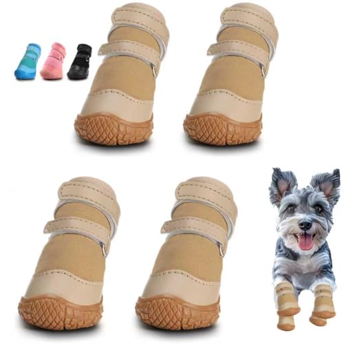 Dog Shoes for Small Dogs (Brown / #3 (Width 1.49 inch) for 11.0-16.5 lbs)