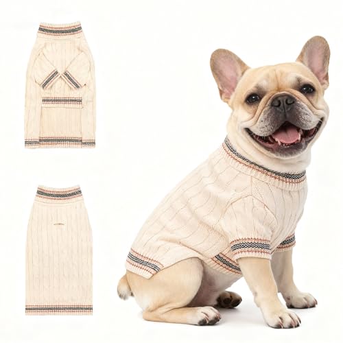 Small Medium Dog Sweater (Striped White / Large)
