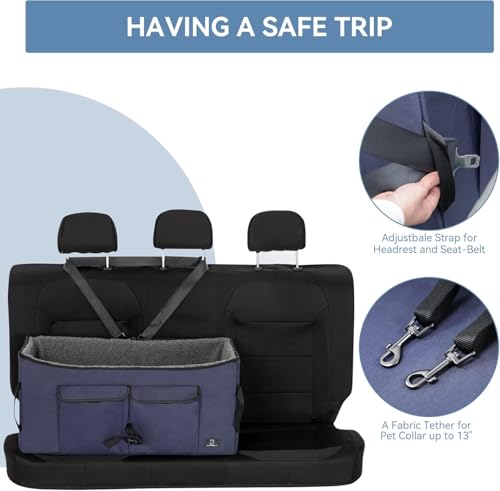 Dog Car Seat Under 55 lbs (Dark Blue / Large)