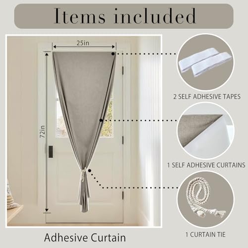 100% Blackout French Door Curtain (24"W x 72"L (Pack of 1) / Light Brown)