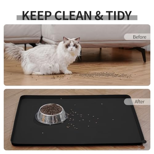 Silicone Pet Feeding Mat (Black / 18.5" x 11.5")