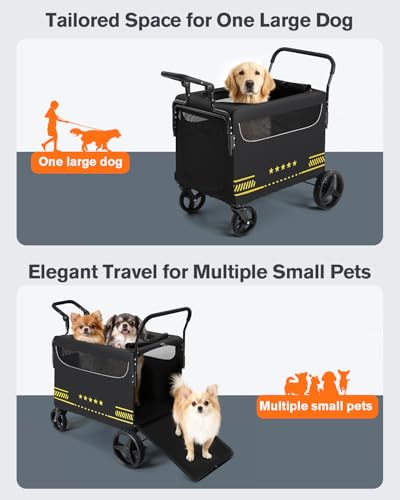 All Terrain Pet Stroller for Medium & Large Dogs with Ramp
