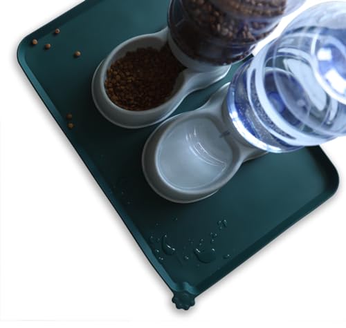 Large Silicone Pet Food Mats (24" x 16" / Dark Cedar)
