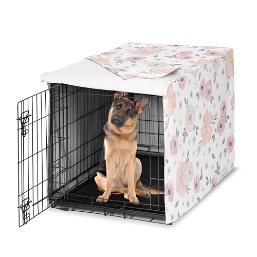 48in. Large Dog Crate Cover (Pink and Grey Watercolor / 48in. x 30.5in. x 32.5in.)