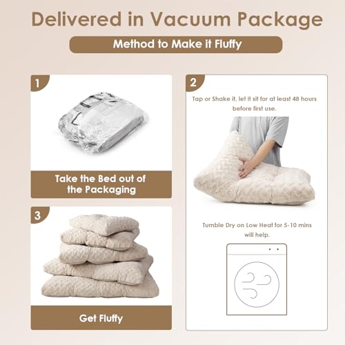 Washable Dog Beds Medium Sized Dog (Beige / 29" x 21"x 3")